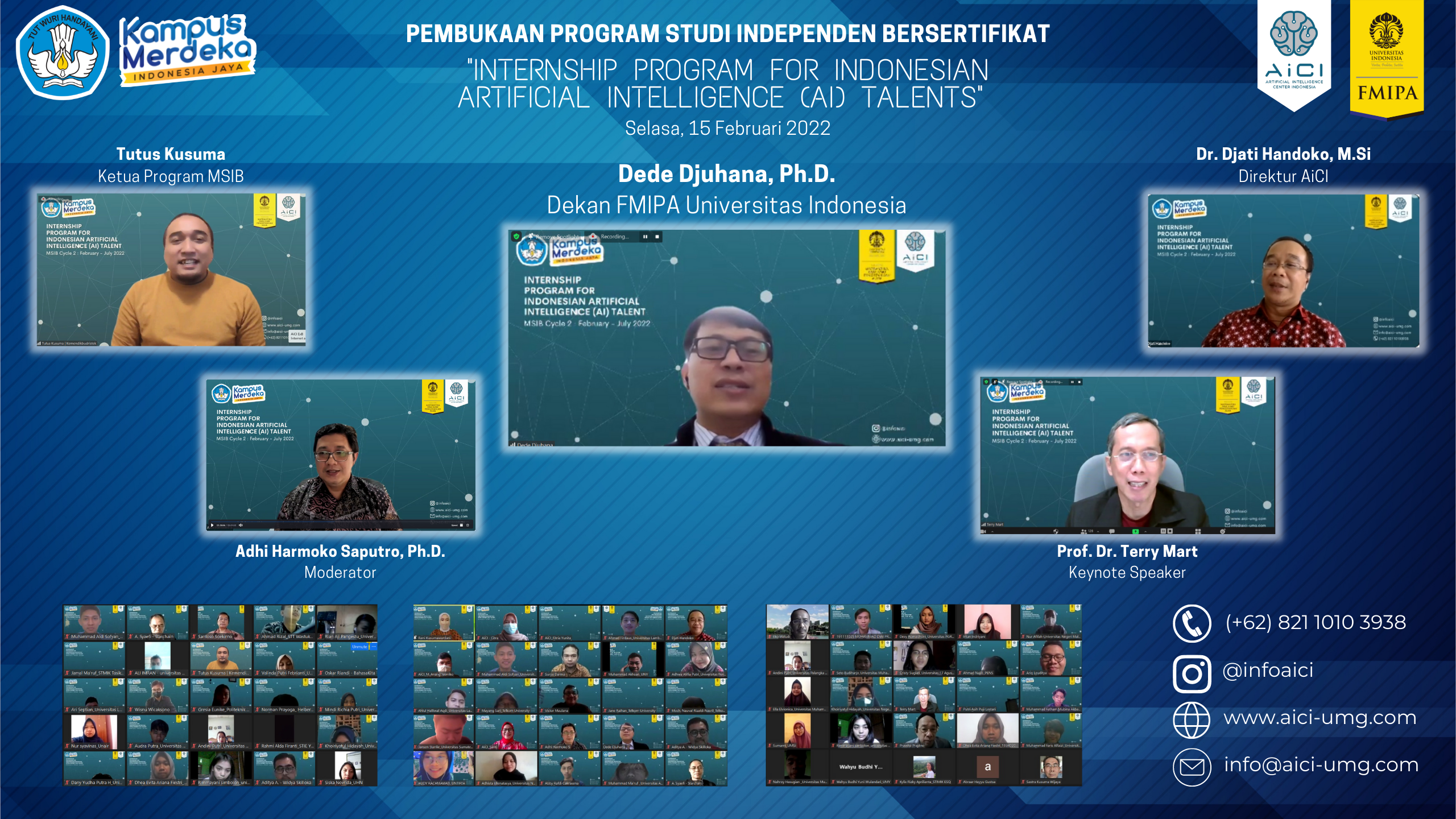 Kegiatan Pembukaan MBKM   Pembukaan Program Studi Independen Bersertifikat "Internship Program For Indonesian Artificial Intellegence (AI) Talents"