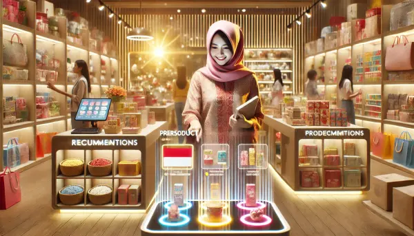 3. Seorang pelanggan Indonesia yang menikmati pengalaman berbelanja yang dipersonalisasi berkat AI