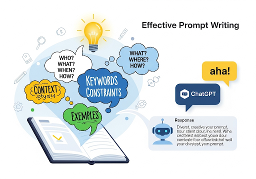 Creative illustration of effective prompt writing