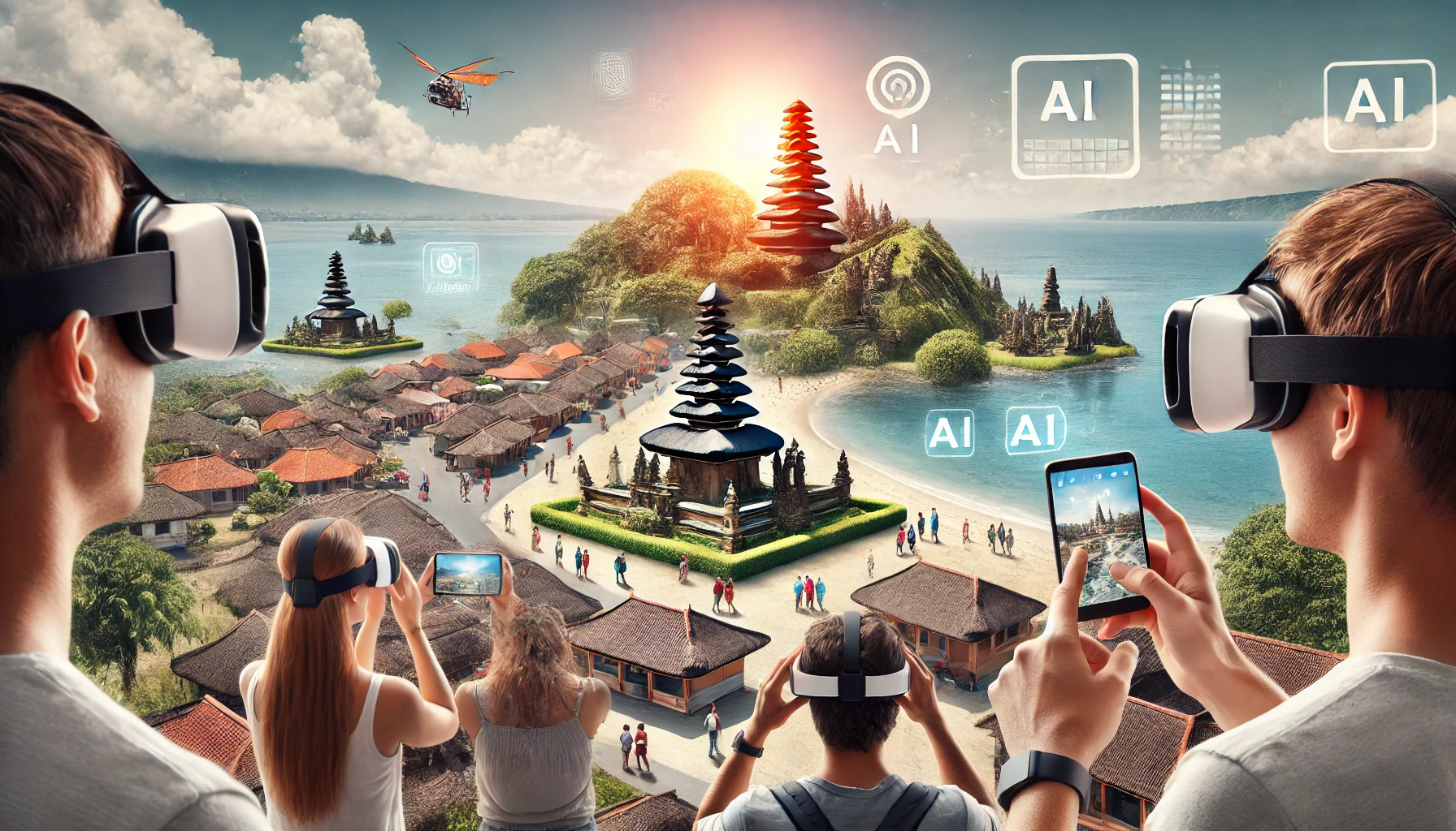 Interaksi wisatawan dengan aplikasi AI di Lombok Tengah yang memberikan pengalaman tur virtuals