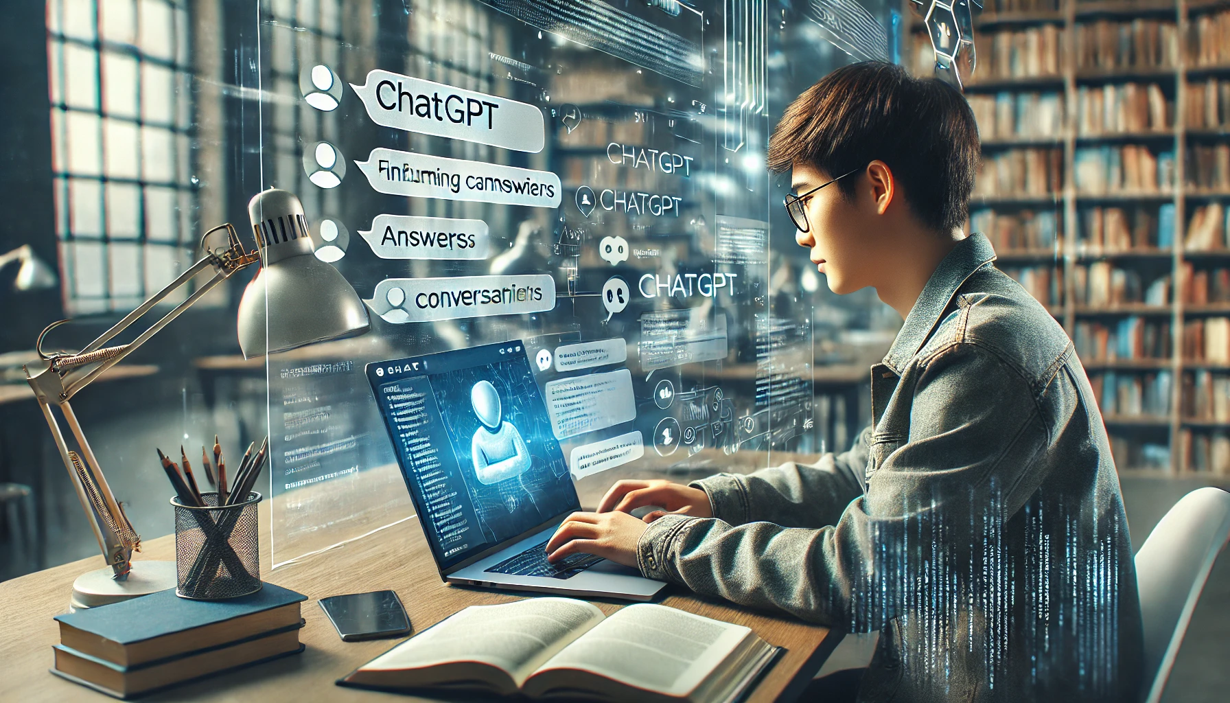 Suasana ruang kerja atau belajar yang modern