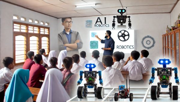 1. Suasana kelas robotika dengan siswa-siswa beragam usia sedang belajar