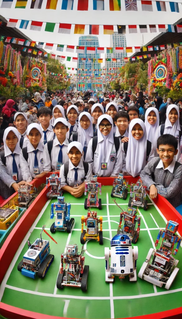 1. Suasana meriah lomba robot di sekolah