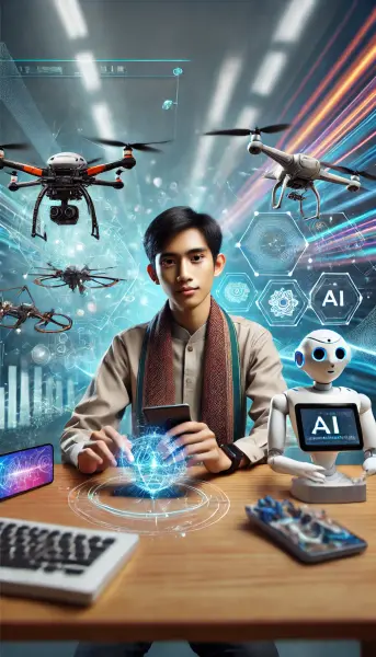 2. Seorang orang Indonesia yang terlibat dengan berbagai teknologi modern
