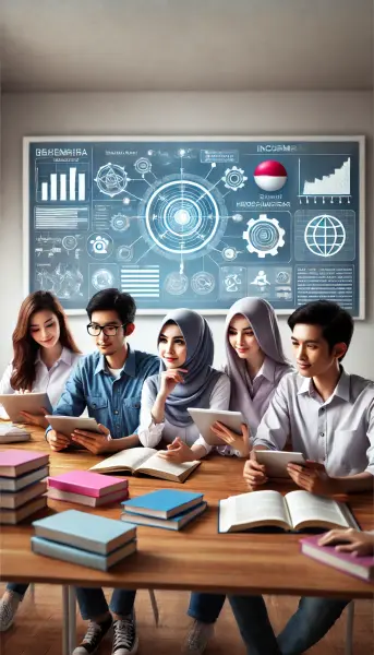 2. Siswa Indonesia yang sedang menggunakan berbagai media pembelajaran