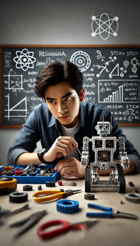 2. Siswa yang sedang merakit robot