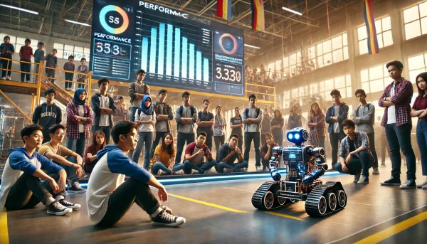 3. Sekelompok pelajar Indonesia sedang menguji coba robot AI yang telah mereka buat