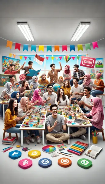 3. Sekelompok siswa yang aktif bermain dengan media pembelajaran kreatif