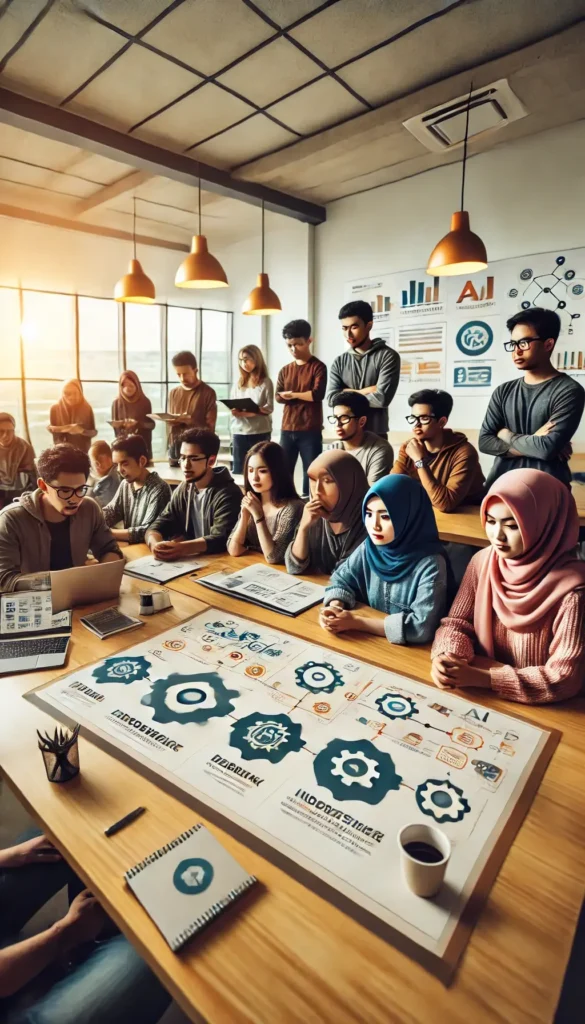 4. Sekelompok peserta Indonesia yang berkolaborasi dalam sesi pelatihan AI
