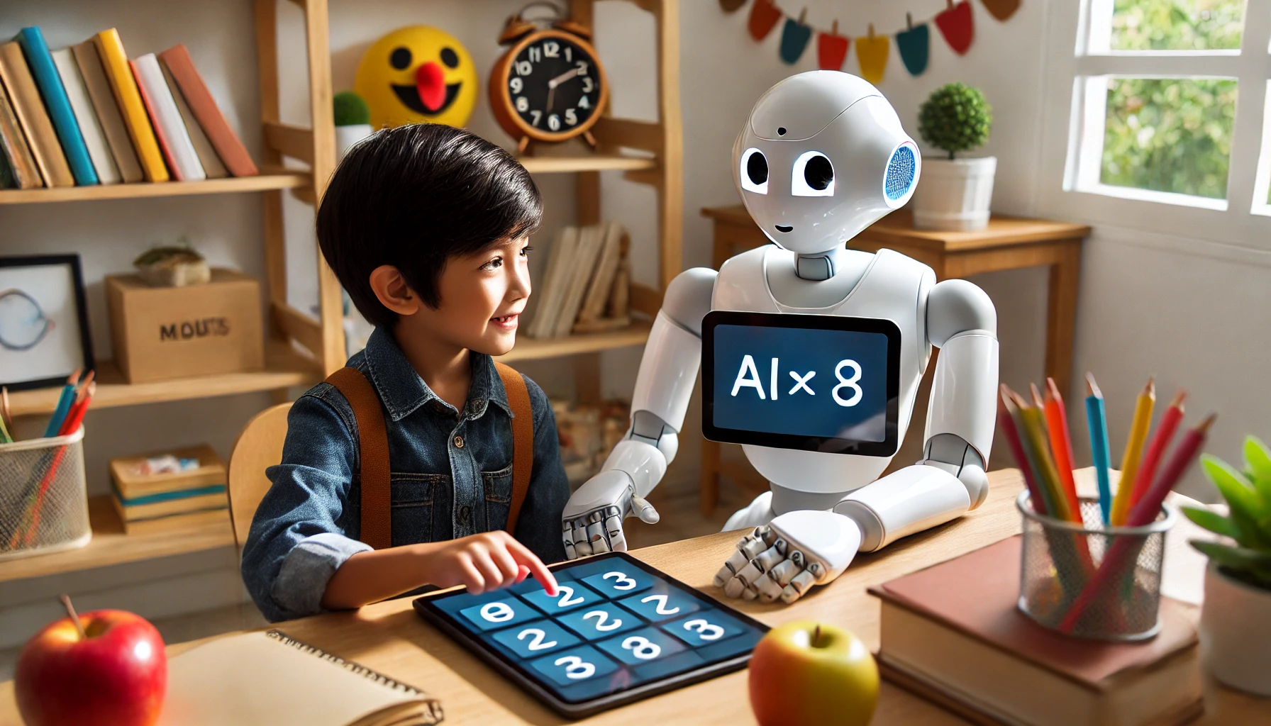 Interaksi hangat antara seorang anak asal Indonesia dengan robot AI berbentuk ramah