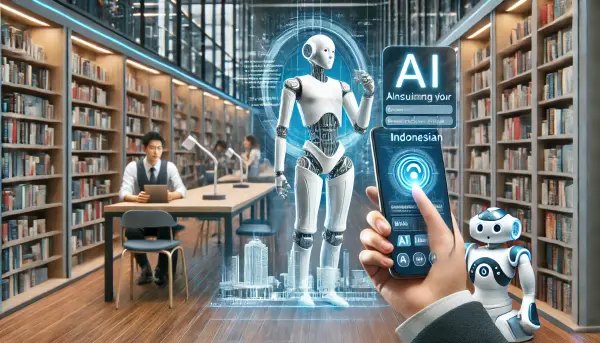 Sebuah perpustakaan modern yang dilengkapi dengan teknologi AI