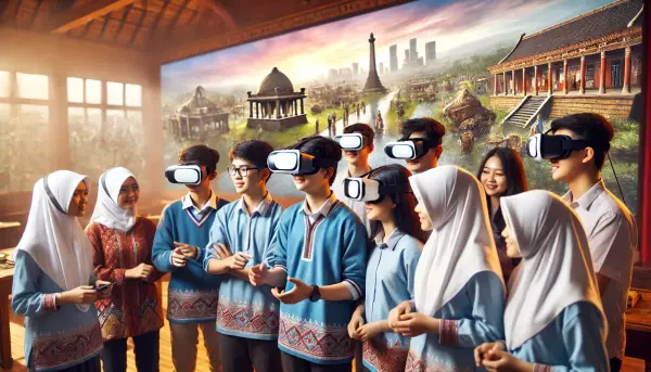 Sekelompok siswa asal indonesia berkolaborasi dalam lingkungan virtual