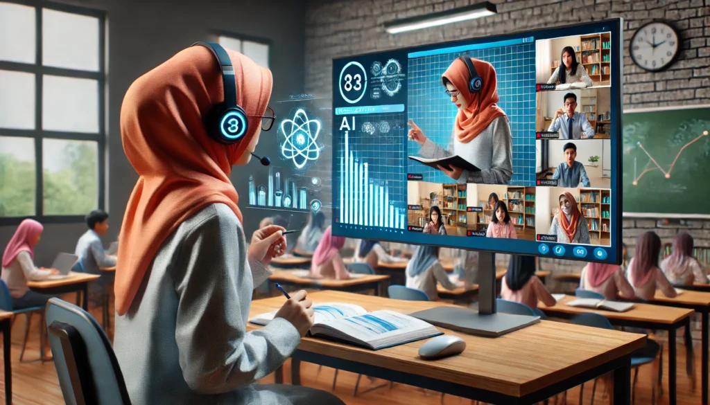 Seorang pengajar asal Indonesia yang menggunakan alat bantu AI di kelas virtual
