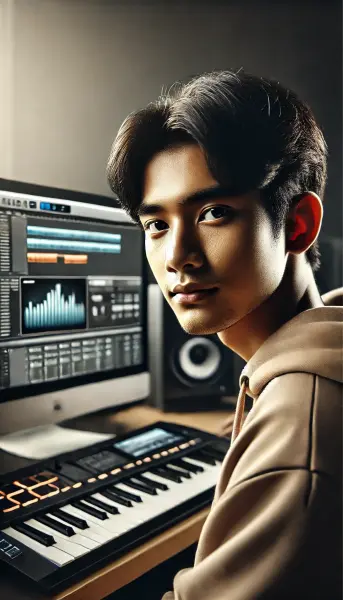 1. Saya bekerja dengan komputer dan perangkat AI untuk menciptakan musik orisinal
