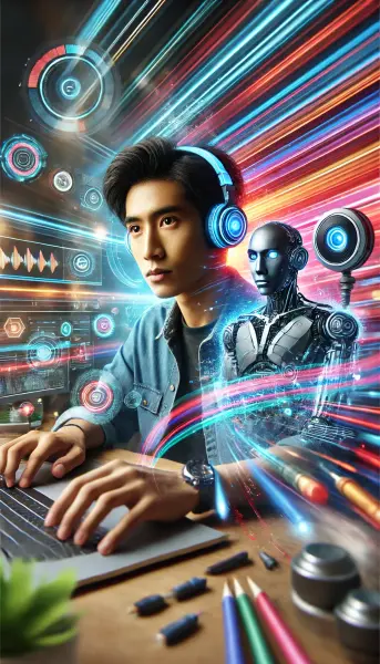 1. Seorang kreator konten Indonesia yang terinspirasi oleh teknologi AI