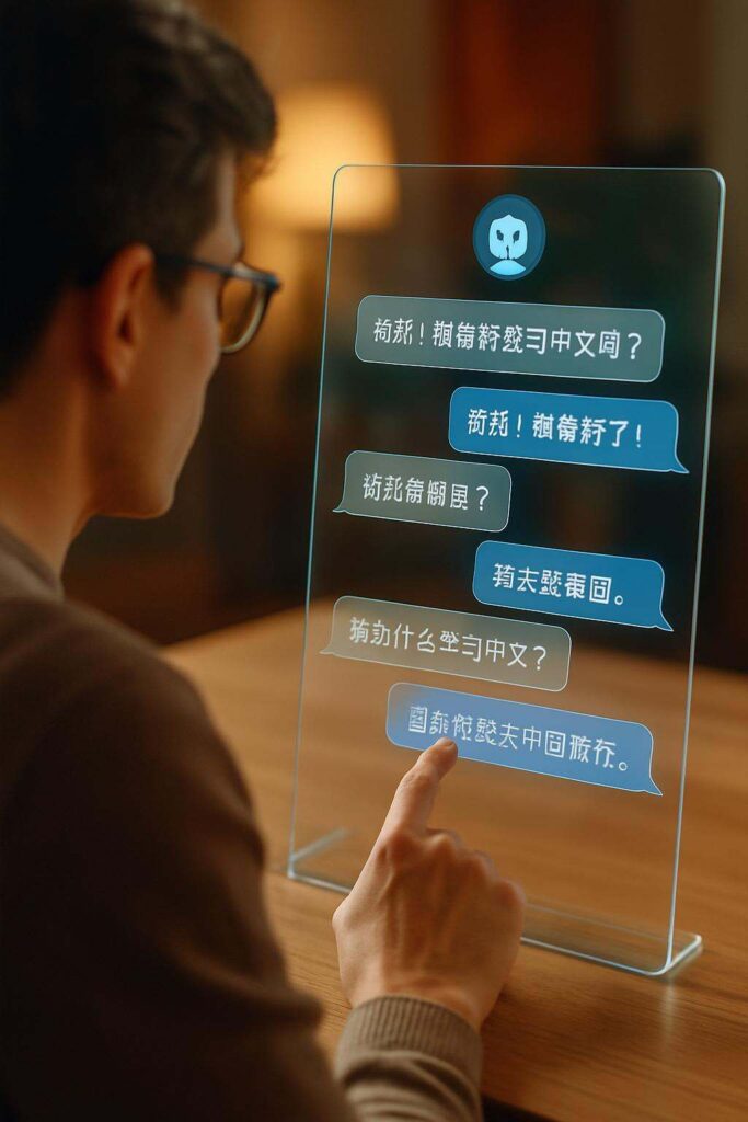 Orang berlatih percakapan Bahasa Mandarin dengan AI Chatbot