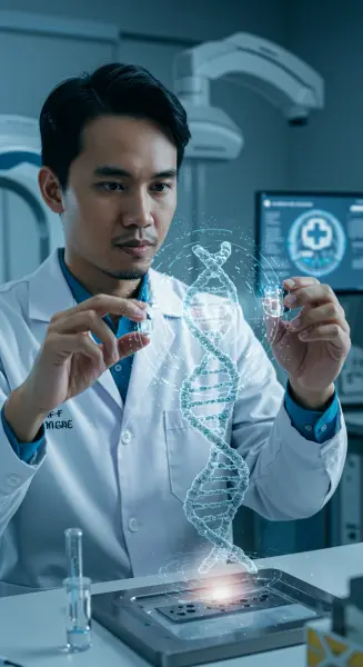 4. AI digunakan dalam berbagai aspek seperti pencitraan medis, chatbot kesehatan, dan analisis genetik