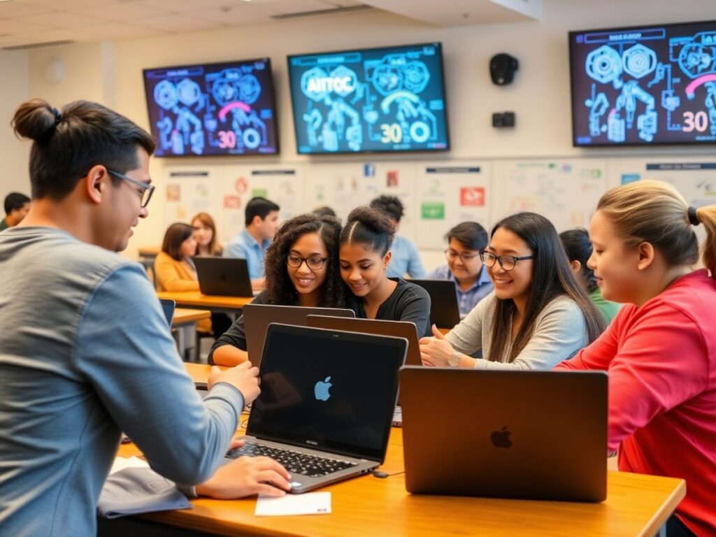 Kelas pelatihan coding dan AI untuk guru dan siswa.