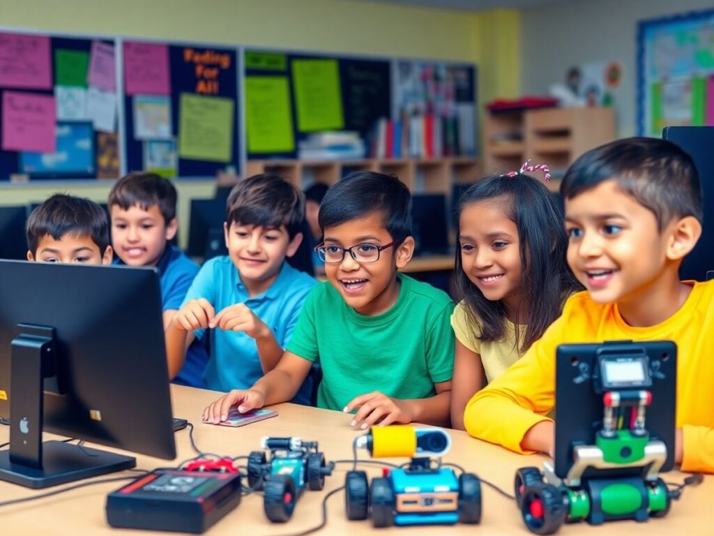 Siswa aktif belajar coding dan AI di kelas.