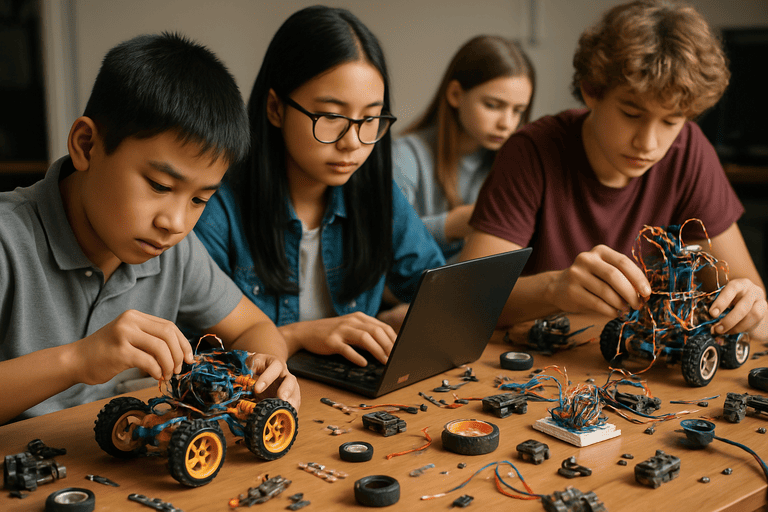 Siswa Menyiapkan Robot