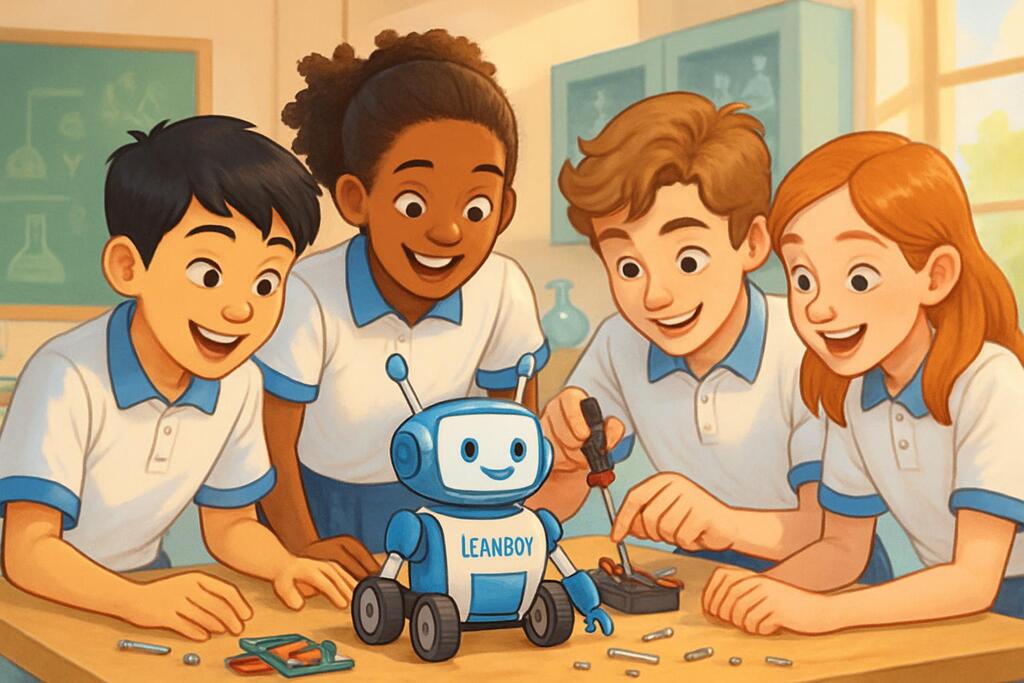 Ilustrasi: Siswa berkolaborasi menggunakan Leanbot