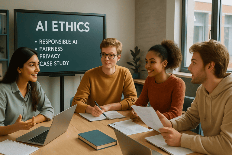 Students Engaged in An Interactive Lesson About AI Ethics