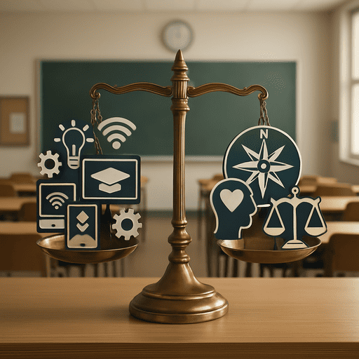 Symbolizing The Balance Between Technological Advancement and Ethical Considerations