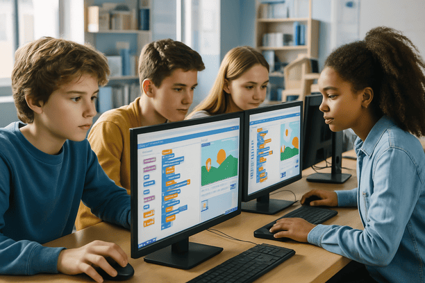 Siswa SMP belajar pemrograman visual