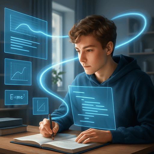 Ilustrasi AI menganalisis data penilaian siswa