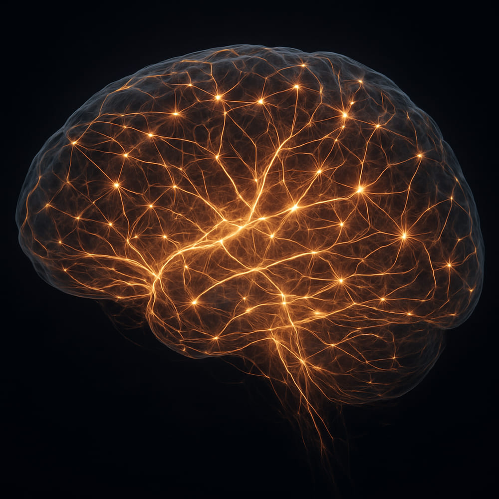 Neural network visualized as a glowing web