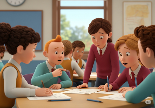 Gambar 3. Siswa sekolah menengah terlibat dalam proyek kolaboratif