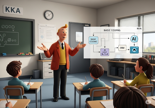 Gambar 4. Seorang guru menjelaskan kurikulum KKA kepada siswa sekolah menengah