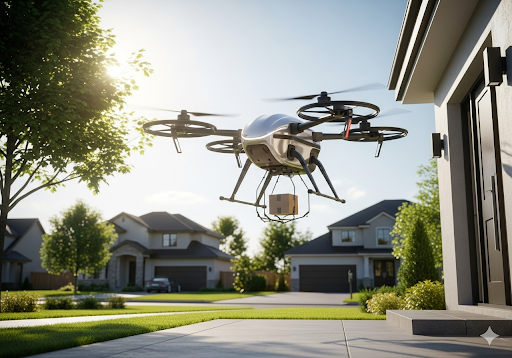03. Drone pengiriman cerdas merevolusi last-mile delivery, mengantarkan paket lebih cepat langsung ke konsumen