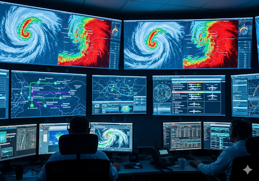 04. AI-driven control centers manage transportation networks during extreme weather by suggesting safer, alternative routes