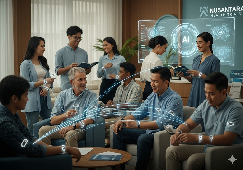 04. Uji klinis, dengan sensor yang dapat dikenakan yang mengirimkan data ke sistem pemantauan AI