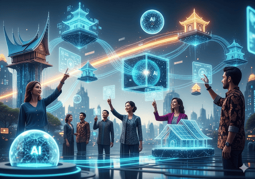 05. Ekosistem digital yang dinamis yang mewakili koperasi yang saling terhubung yang ditenagai oleh AI