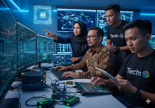 1. Pemantauan Jaringan Real-time dengan Sensor dan AI